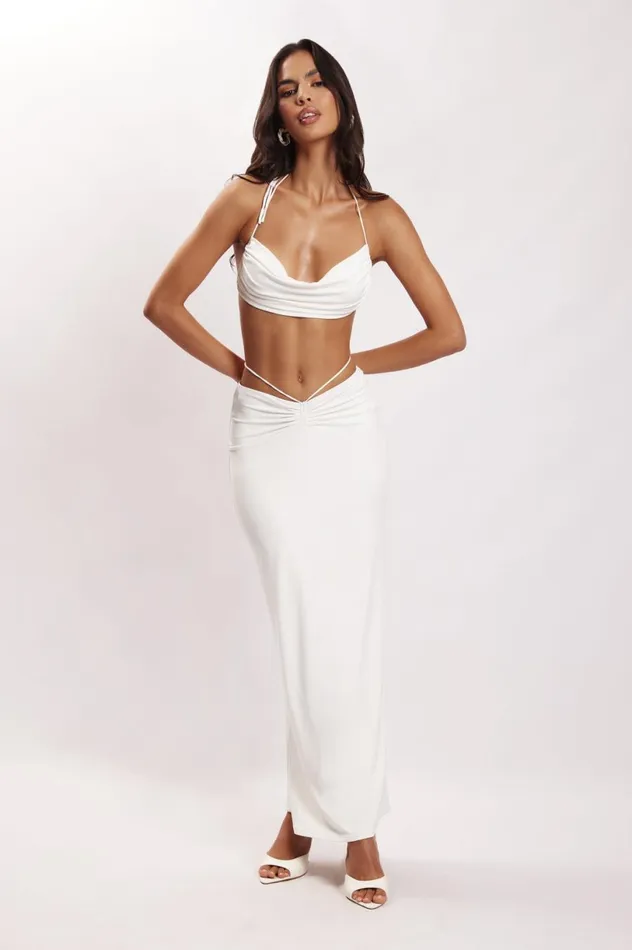 Meshki Skirts Women Amber Ruched Maxi Skirt 8211 White White Meshki Skirts Women Amber Ruched Maxi Skirt 8211 White White
