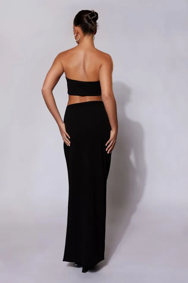 Meshki Skirts Women Anastasia Diamante Rope Maxi Skirt With Split 8211 Black Black