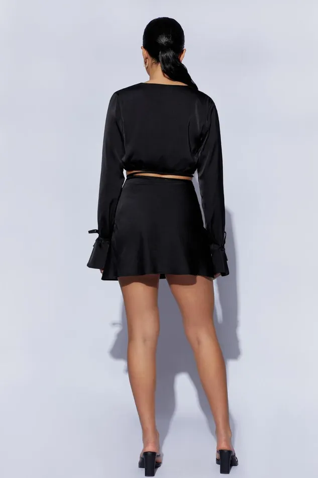 Meshki Skirts Women Annalise Satin A Line Mini Skirt 8211 Black Black Meshki Skirts Women Annalise Satin A Line Mini Skirt 8211 Black Black