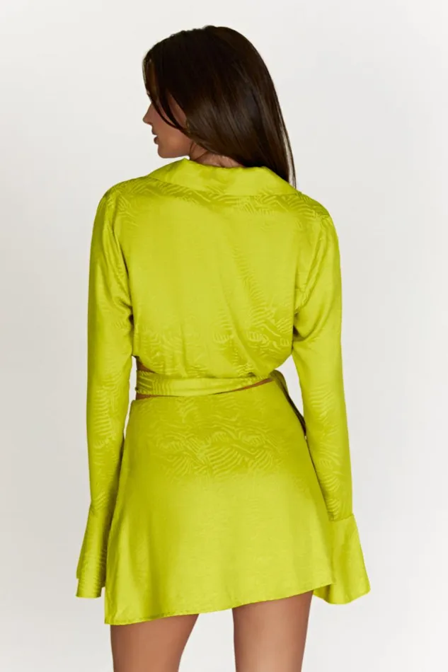 Meshki Skirts Women Annalise Satin A Line Mini Skirt 8211 Chartreuse Chartreuse Meshki Skirts Women Annalise Satin A Line Mini Skirt 8211 Chartreuse Chartreuse