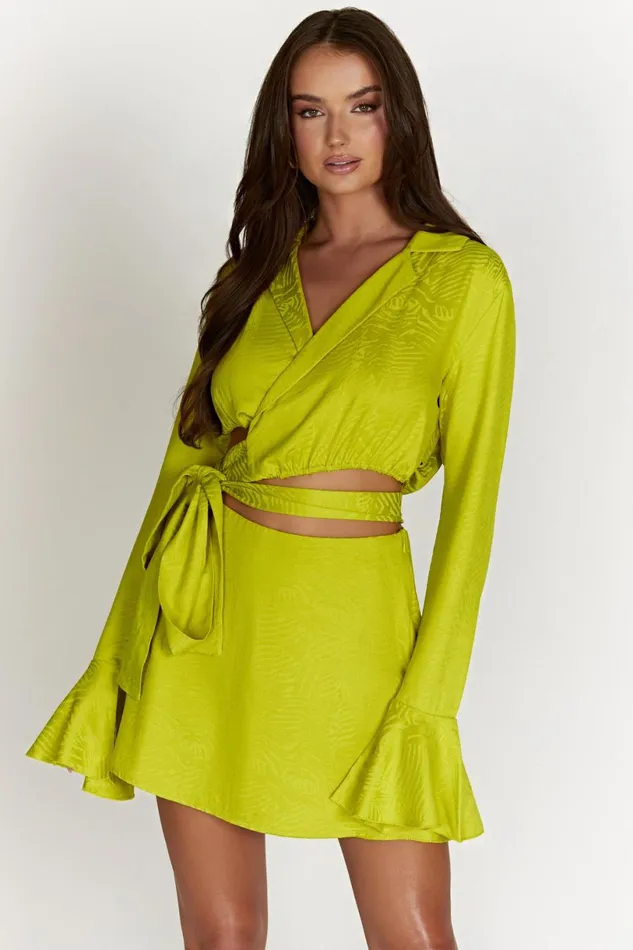Meshki Skirts Women Annalise Satin A Line Mini Skirt 8211 Chartreuse Chartreuse Meshki Skirts Women Annalise Satin A Line Mini Skirt 8211 Chartreuse Chartreuse