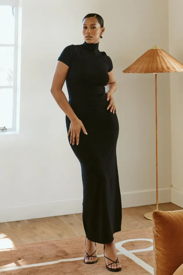 Meshki Skirts Women Avani Mid Rise Knit Maxi Skirt 8211 Black Black