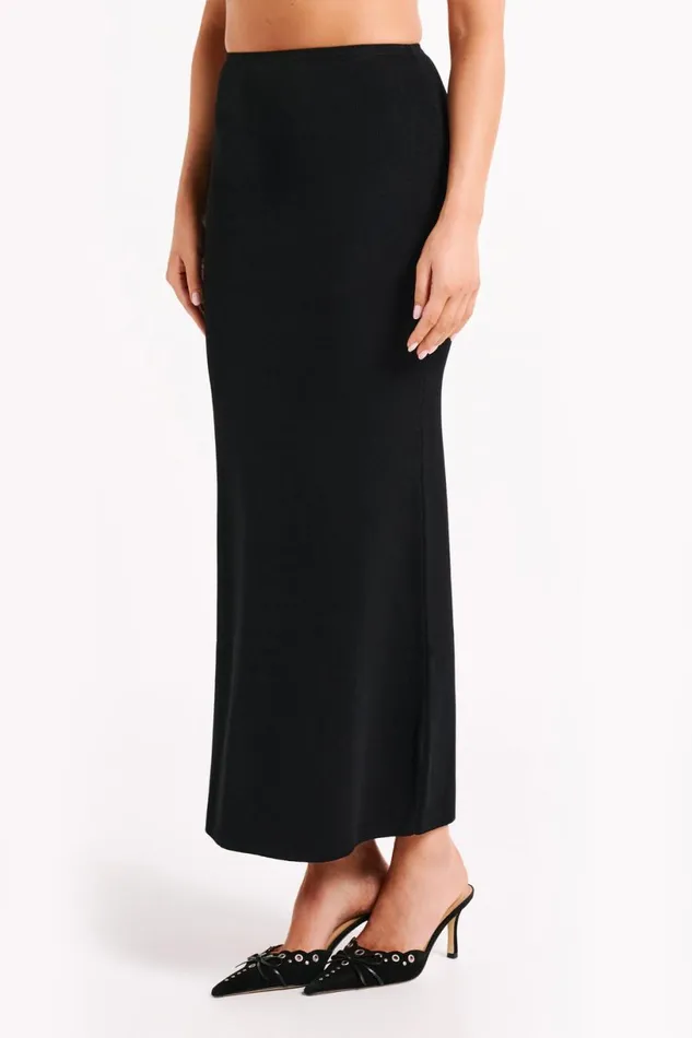 Meshki Skirts Women Avani Mid Rise Knit Maxi Skirt 8211 Black Black