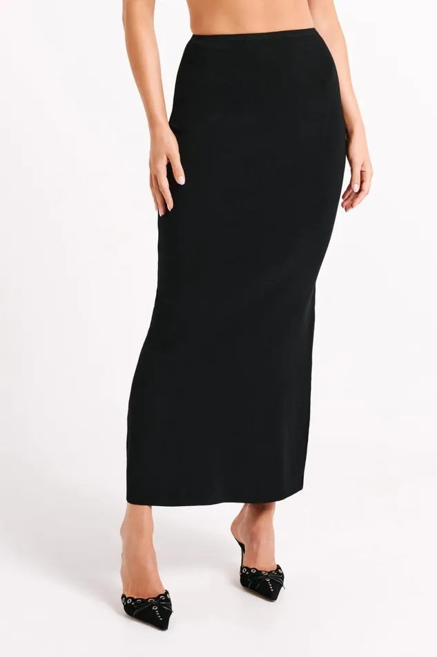 Meshki Skirts Women Avani Mid Rise Knit Maxi Skirt 8211 Black Black