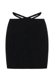 Meshki Skirts Women Celine ALine Extreme Rib Mini Skirt 8211 Black Black