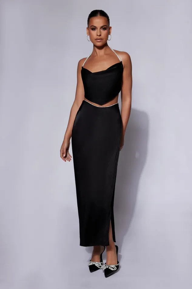 Meshki Skirts Women Christie Diamante Rope Maxi Skirt 8211 Black Black Meshki Skirts Women Christie Diamante Rope Maxi Skirt 8211 Black Black