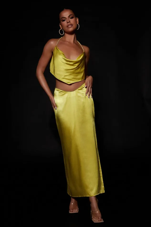 Meshki Skirts Women Christie Diamante Rope Maxi Skirt 8211 Chartreuse Chartreuse