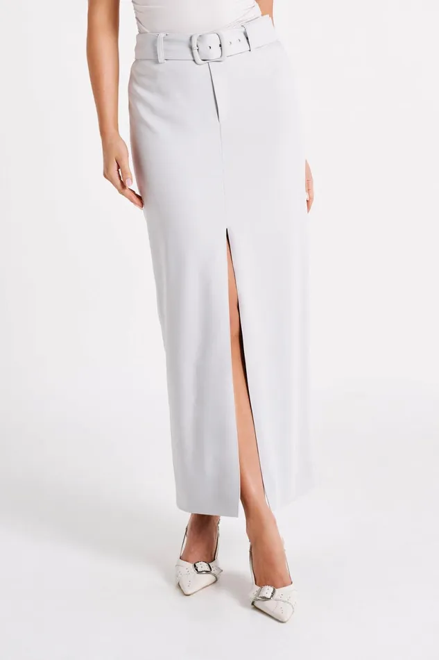 Meshki Skirts Women Daria Suiting Midi Skirt 8211 Ice Grey Icegrey