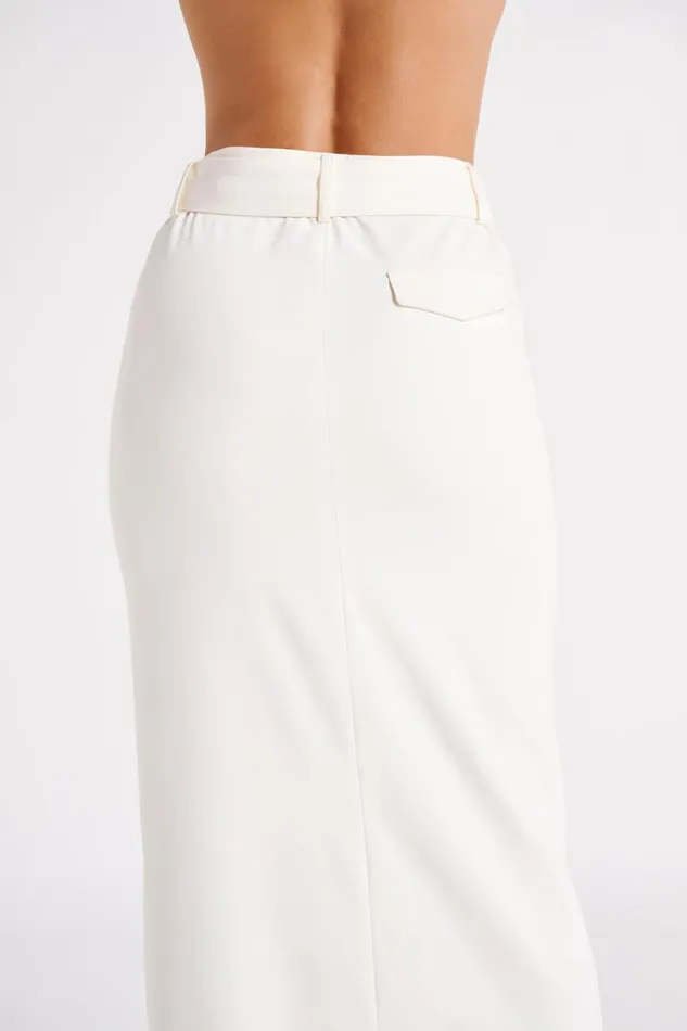 Meshki Skirts Women Daria Suiting Midi Skirt 8211 Ivory Ivory