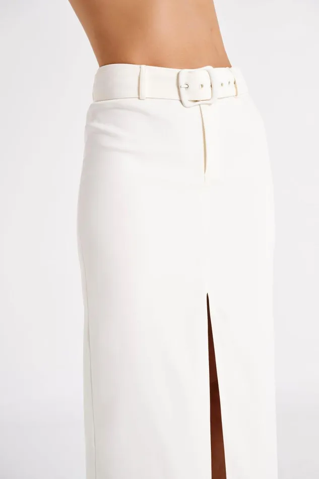 Meshki Skirts Women Daria Suiting Midi Skirt 8211 Ivory Ivory