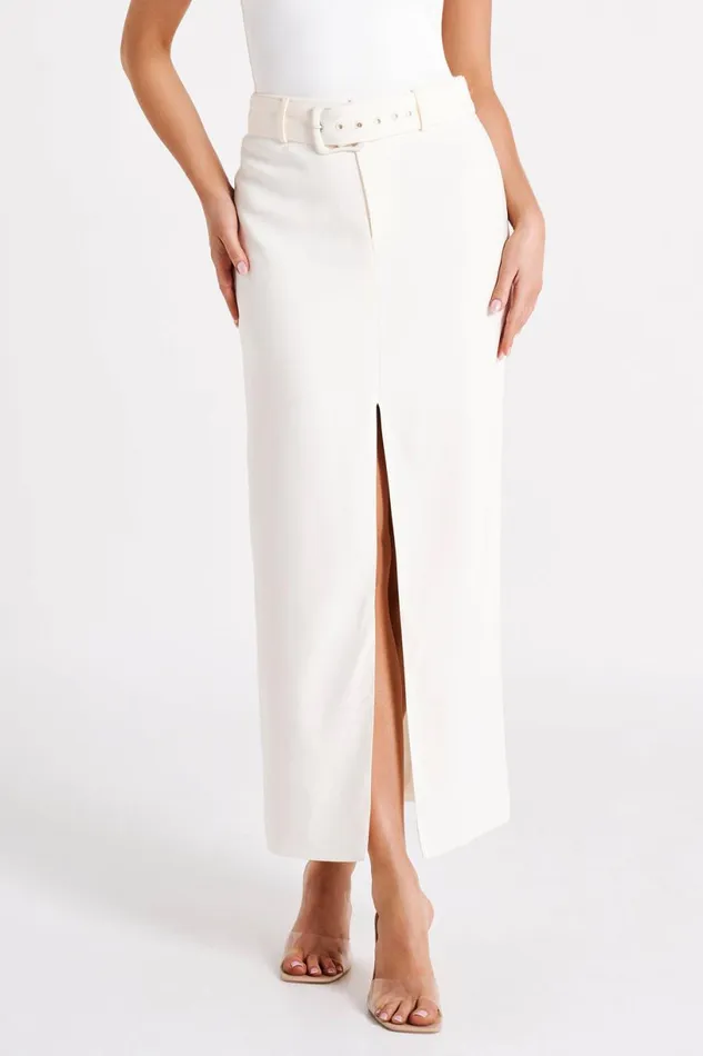 Meshki Skirts Women Daria Suiting Midi Skirt 8211 Ivory Ivory