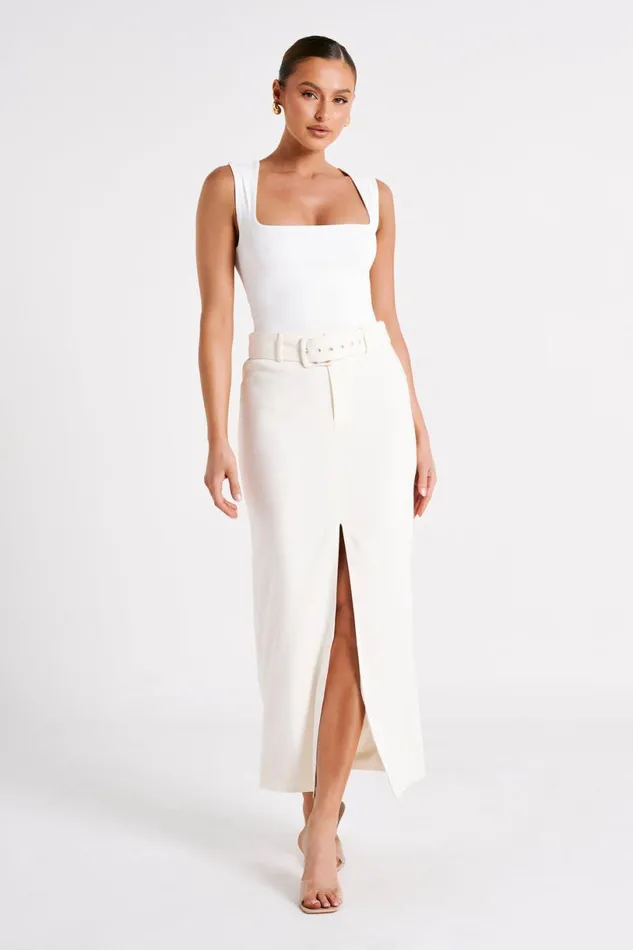 Meshki Skirts Women Daria Suiting Midi Skirt 8211 Ivory Ivory