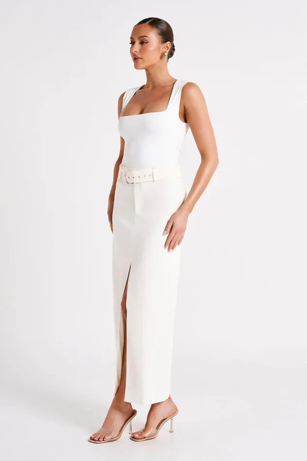 Meshki Skirts Women Daria Suiting Midi Skirt 8211 Ivory Ivory