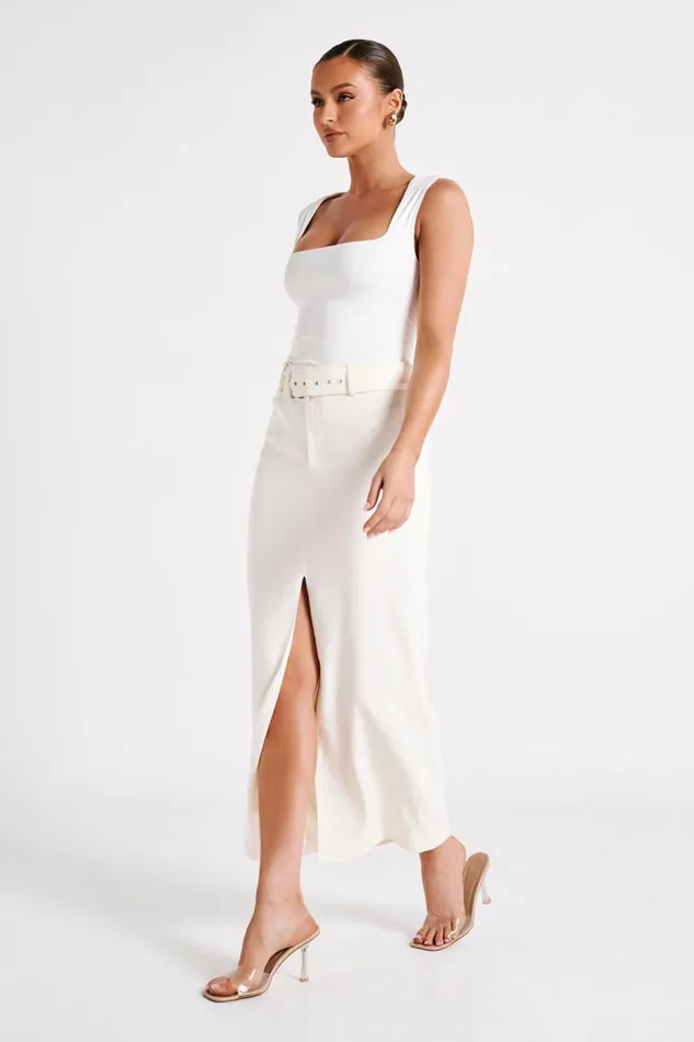 Meshki Skirts Women Daria Suiting Midi Skirt 8211 Ivory Ivory