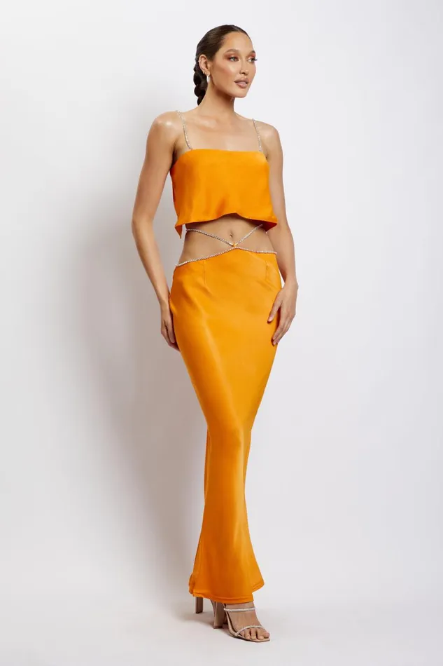 Meshki Skirts Women Dayana Diamante Maxi Skirt 8211 Mandarin Mandarin Meshki Skirts Women Dayana Diamante Maxi Skirt 8211 Mandarin Mandarin