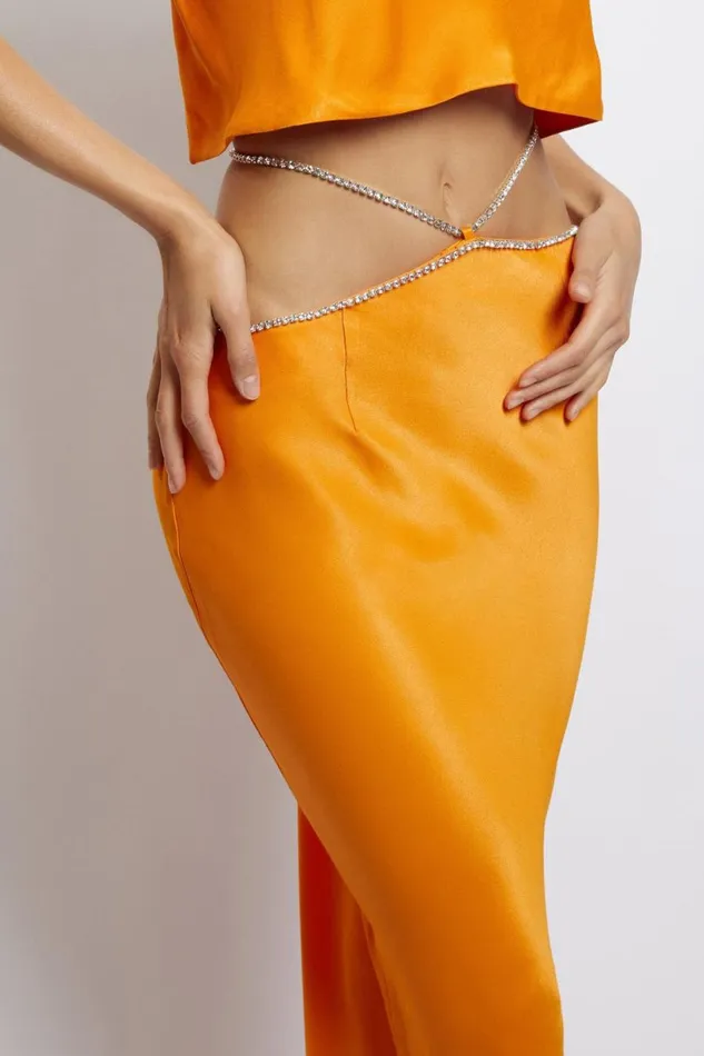Meshki Skirts Women Dayana Diamante Maxi Skirt 8211 Mandarin Mandarin Meshki Skirts Women Dayana Diamante Maxi Skirt 8211 Mandarin Mandarin