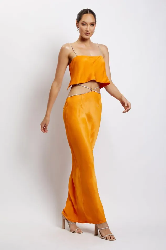 Meshki Skirts Women Dayana Diamante Maxi Skirt 8211 Mandarin Mandarin Meshki Skirts Women Dayana Diamante Maxi Skirt 8211 Mandarin Mandarin
