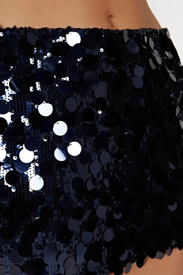 Meshki Skirts Women Dinah Sequin Low Rise Mini Skirt 8211 Midnight Navy Midnight Navy