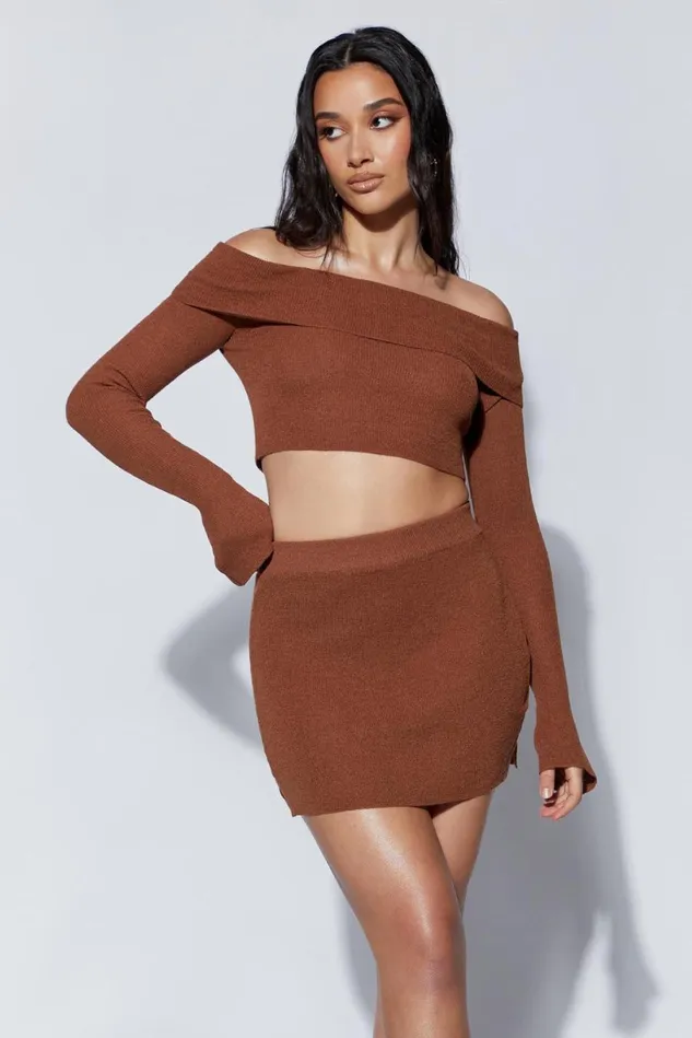 Meshki Skirts Women Esme Knit Mini Skirt 8211 Clay Clay