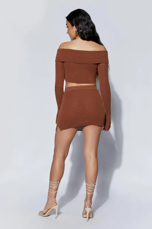 Meshki Skirts Women Esme Knit Mini Skirt 8211 Clay Clay Meshki Skirts Women Esme Knit Mini Skirt 8211 Clay Clay