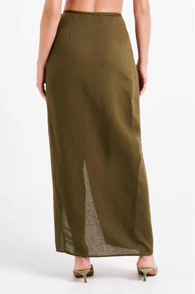 Meshki Skirts Women Fatima Linen Wrap Maxi Skirt 8211 Khaki Khaki Meshki Skirts Women Fatima Linen Wrap Maxi Skirt 8211 Khaki Khaki