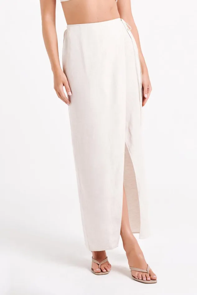 Meshki Skirts Women Fatima Linen Wrap Maxi Skirt 8211 Natural Natural
