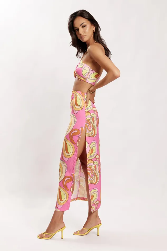 Meshki Skirts Women Frankie Two Tone Satin Maxi Skirt 8211 Psychedelic Print Psychedelicprint Meshki Skirts Women Frankie Two Tone Satin Maxi Skirt 8211 Psychedelic Print Psychedelicprint
