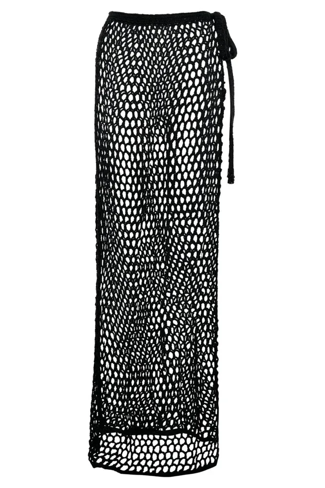 Meshki Skirts Women Hallie Tie Up Crochet Maxi Skirt 8211 Black Black
