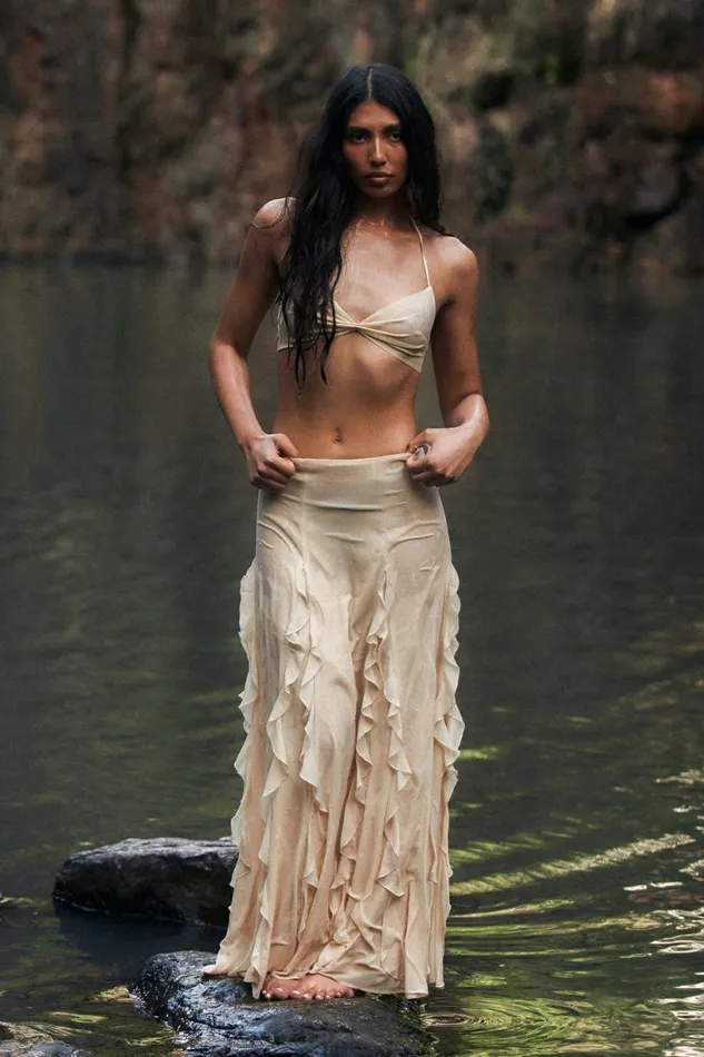 Meshki Skirts Women Ines Ruffle Maxi Skirt 8211 Sand Sand