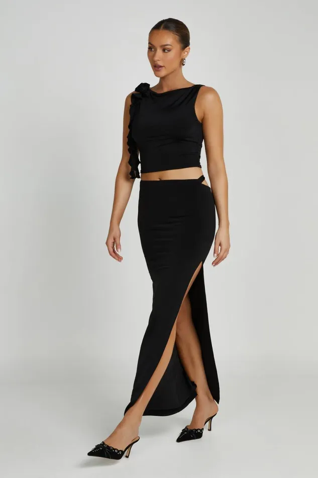 Meshki Skirts Women Jeanine Cowl Back Maxi Skirt 8211 Black Black