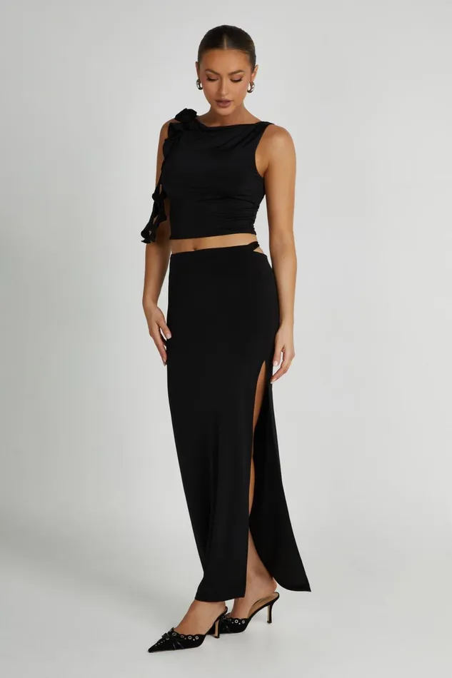 Meshki Skirts Women Jeanine Cowl Back Maxi Skirt 8211 Black Black