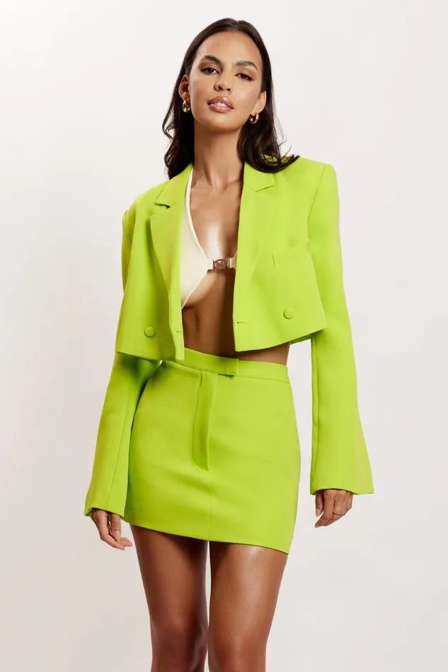 Meshki Skirts Women Josie Crepe Mini Skirt 8211 Lime Green Limegreen