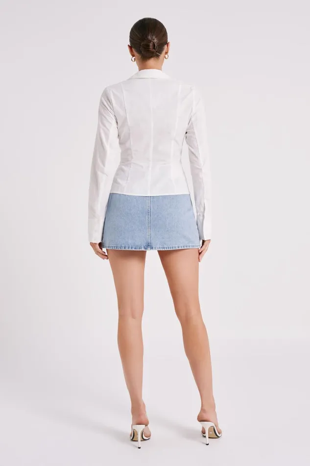 Meshki Skirts Women Julienne Denim Mini Skirt 8211 Mid Blue Midblue