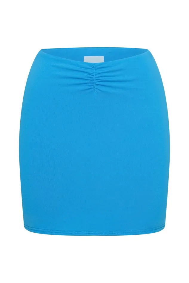 Meshki Skirts Women Kara Ruched Front Mini Skirt 8211 Cyan Blue Cyanblue Meshki Skirts Women Kara Ruched Front Mini Skirt 8211 Cyan Blue Cyanblue