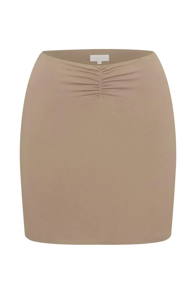 Meshki Skirts Women Kara Ruched Front Mini Skirt 8211 Taupe Taupe