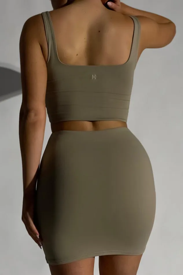 Meshki Skirts Women Kara Ruched Front Mini Skirt 8211 Taupe Taupe