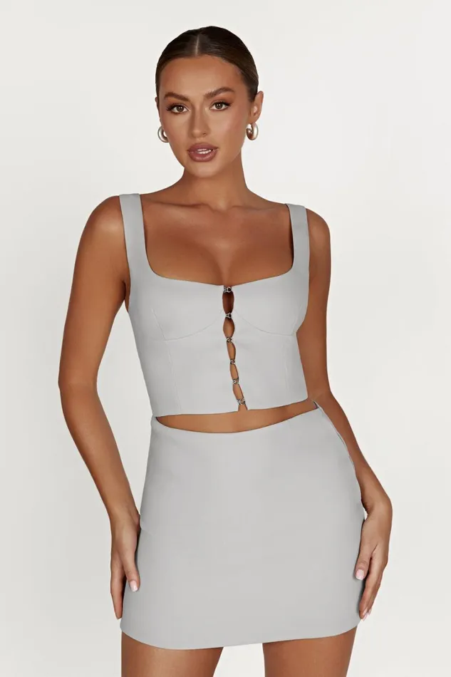 Meshki Skirts Women Lainey Hook And Eye Mini Skirt 8211 Grey Grey