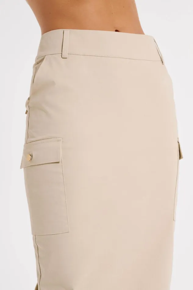 Meshki Skirts Women Lorna Mid Rise Cargo Skirt 8211 Stone Stone