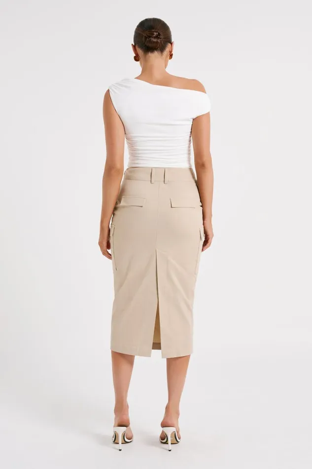 Meshki Skirts Women Lorna Mid Rise Cargo Skirt 8211 Stone Stone