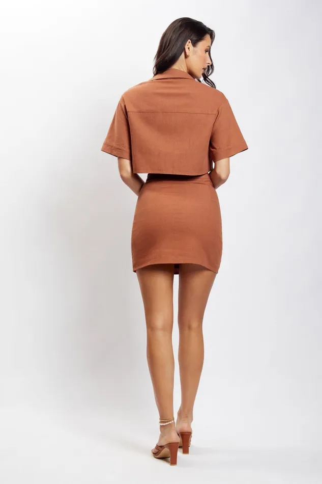 Meshki Skirts Women Maja Button Up Linen Mini Skirt 8211 Brown Brown Meshki Skirts Women Maja Button Up Linen Mini Skirt 8211 Brown Brown