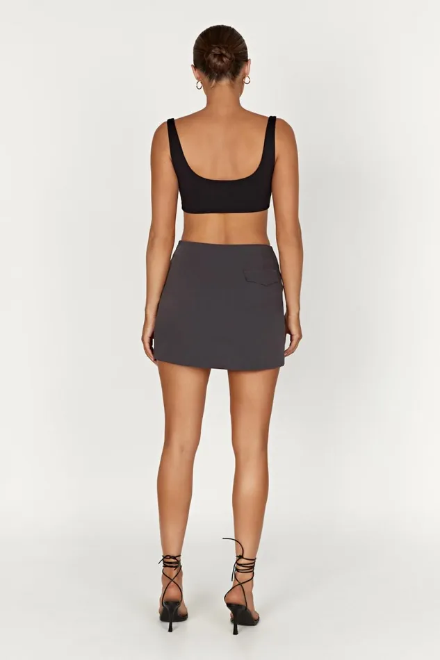 Meshki Skirts Women Malika Suiting Mini Skirt 8211 Charcoal Charcoal