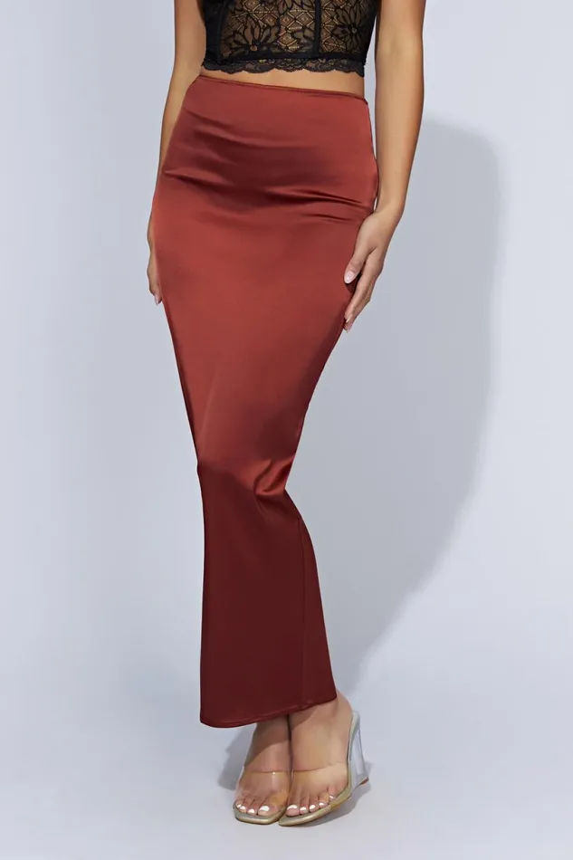 Meshki Skirts Women Mariah Maxi Satin Skirt 8211 Cherry Chocolate Cherry Chocolate Meshki Skirts Women Mariah Maxi Satin Skirt 8211 Cherry Chocolate Cherry Chocolate