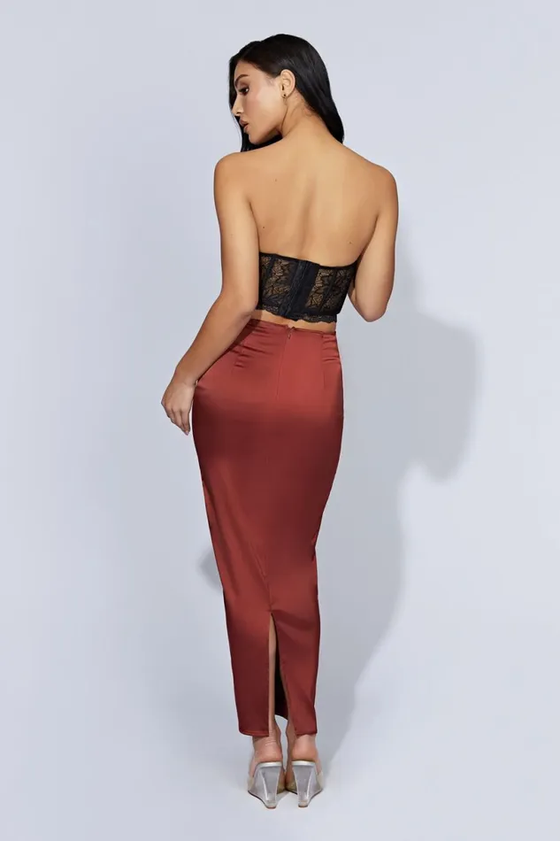 Meshki Skirts Women Mariah Maxi Satin Skirt 8211 Cherry Chocolate Cherry Chocolate Meshki Skirts Women Mariah Maxi Satin Skirt 8211 Cherry Chocolate Cherry Chocolate