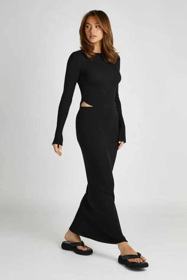 Meshki Skirts Women Maribelle Knit Maxi Skirt 8211 Black Black
