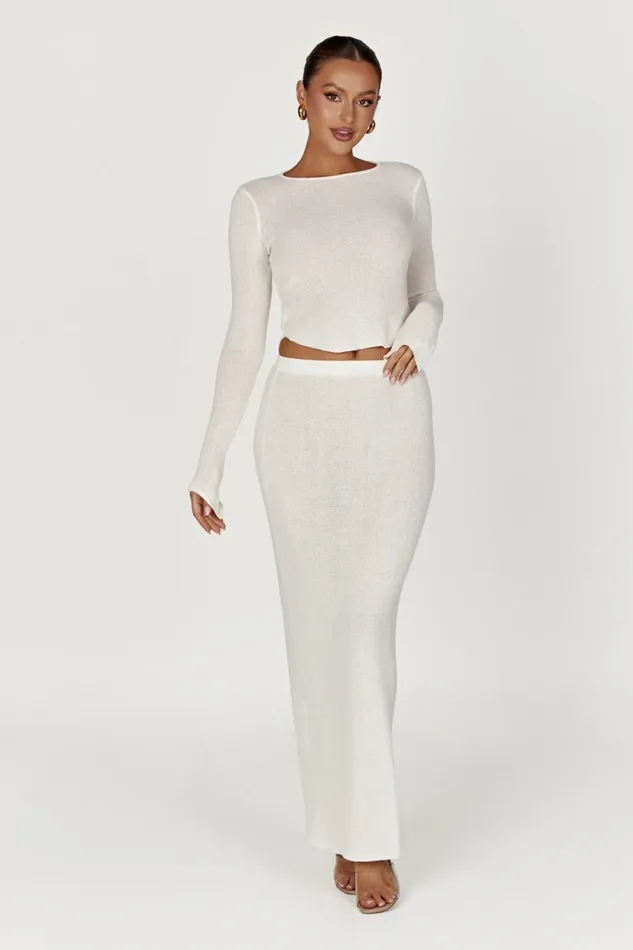 Meshki Skirts Women Maribelle Knit Maxi Skirt 8211 White White