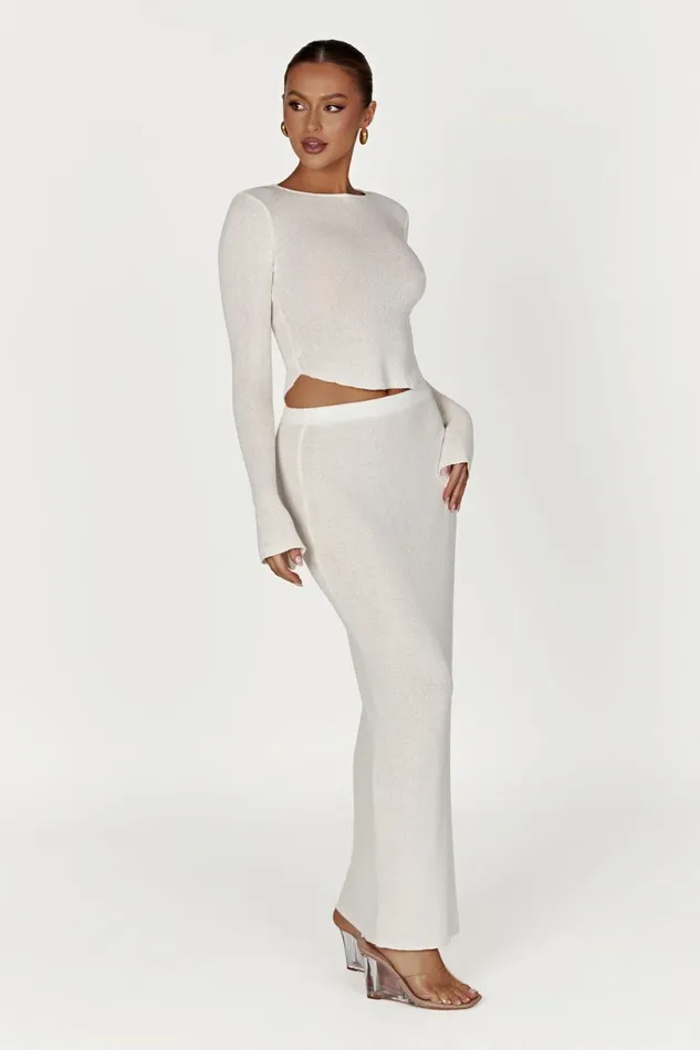 Meshki Skirts Women Maribelle Knit Maxi Skirt 8211 White White