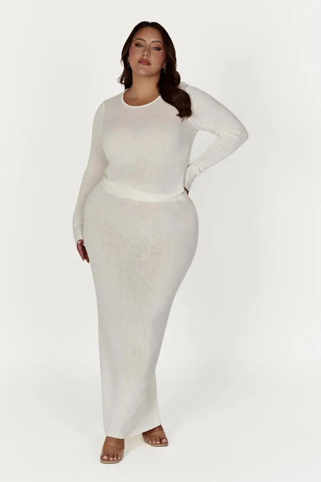 Meshki Skirts Women Maribelle Knit Maxi Skirt 8211 White White