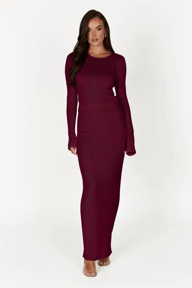 Meshki Skirts Women Maribelle Knit Maxi Skirt 8211 Wine Wine