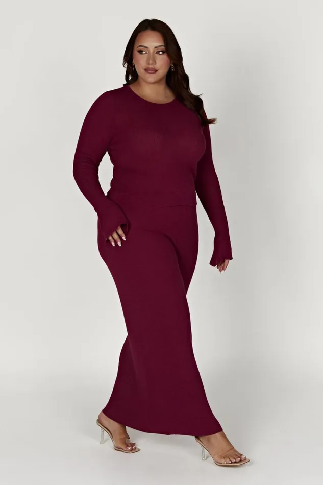 Meshki Skirts Women Maribelle Knit Maxi Skirt 8211 Wine Wine