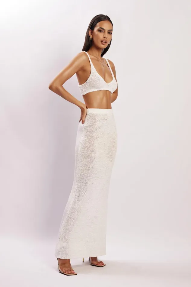 Meshki Skirts Women Mary Knit Maxi Skirt 8211 White White